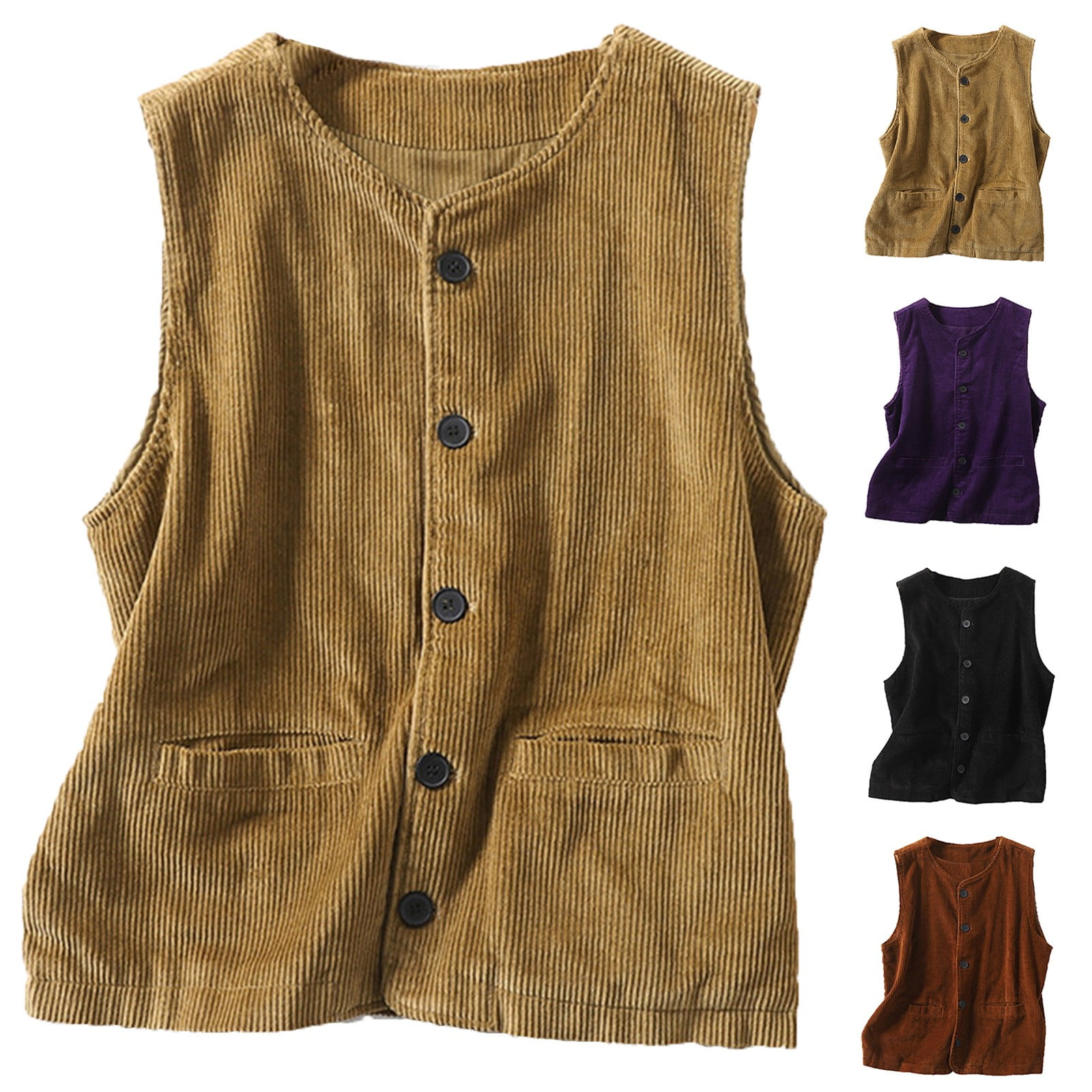 トップス maturely Shoulder Cord Vest APEXFWDT Womens Corduroy Vest Casual Sleeveless Button Down