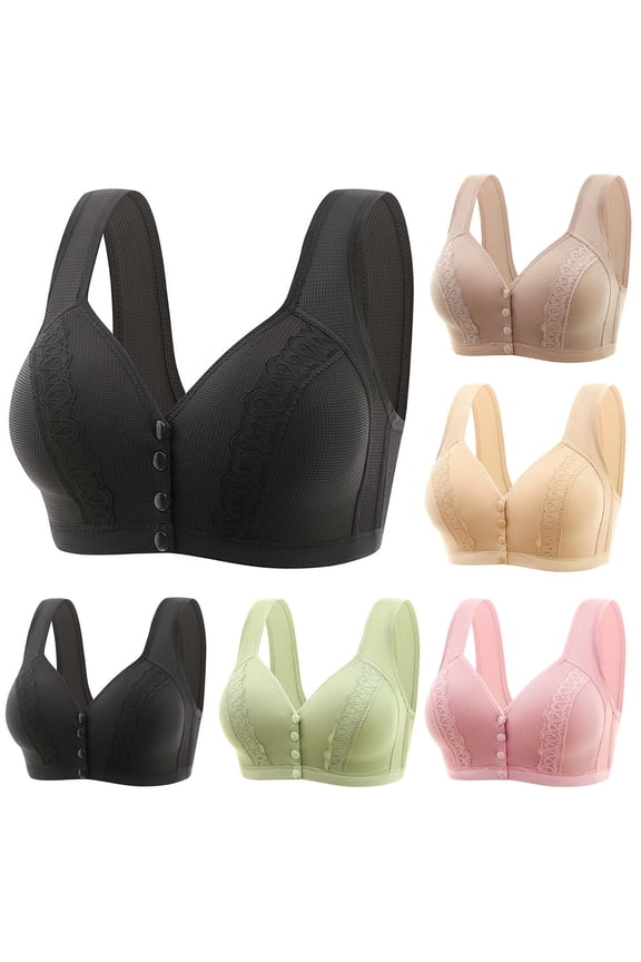 APEXFWDT Womens Daisy Bra Full Coverage Comfor Bra Front Button Corset Bras for Older Women Convenient Snap Sleep Bra Comfortable Easy Close Sports Bras