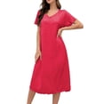 thumbnail image 1 of APEXFWDT Women's Polka Dot Nightgown Soft Short Sleeve Midi Sleepshirt Lightweight Sleep Dress for Loungewear, 1 of 6