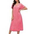 thumbnail image 1 of APEXFWDT Women's Polka Dot Nightgown Soft Short Sleeve Midi Sleepshirt Lightweight Sleep Dress for Loungewear, 1 of 6