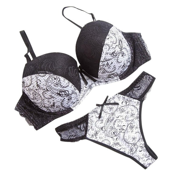 APEXFWDT Womens Embroidered Underwire Set - Full Cup Underwear with Padded Bra & Cheeky Bottoms for Romantic Occasions