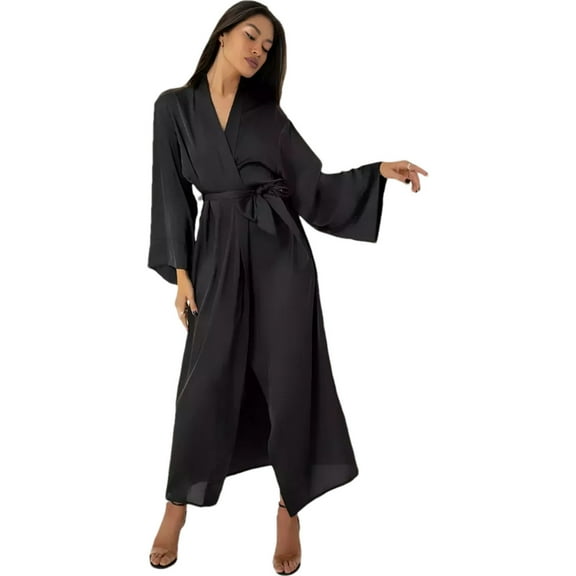 APEXFWDT Womens Full Length Robe - Long Sleeve Bathrobe with Belt Loungewear for Spa Days
