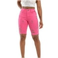 thumbnail image 1 of APEXFWDT Womens High Rise Bermuda Denim Jean Shorts Raw Hem Stretch Distressed Ripped Denim Shorts Casual Slim Summer Short Pants, 1 of 9