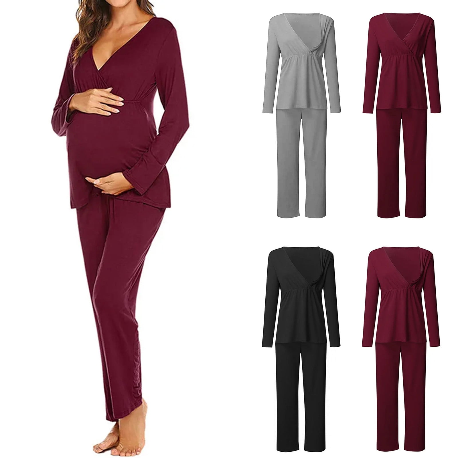 APEXFWDT Womens Maternity Nursing Pajama Set Long Sleeves Breastfeeding