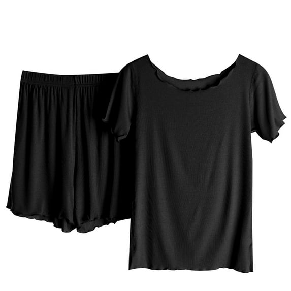 APEXFWDT Womens Plus Size Pajamas Set M-4XL,Short Sleeve T Shirt Shorts Sets Loungewear Soft Sleepwear 2 Piece PJ Sets