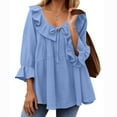thumbnail image 1 of APEXFWDT Womens Ruffle Tunic Tops Dressy Casual 3/4 Tiered Bell Sleeve Blouses Shirts Trendy V Neck Babydoll Loose Fit Peplum Tops, 1 of 6