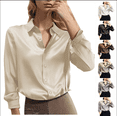 thumbnail image 1 of APEXFWDT Womens Satin Silk Button Down Shirts Silky Long Sleeve Business Work Shirt Dress Blouses Tops for Women Casual Collared Office Tops,S,Beige, 1 of 5