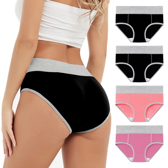 APEXFWDT Womens Underwear, Nylon High Waist Underwear Full Coverage Soft Comfortable Ladies Briefs Panty, 4 Pack (Regular & Plus Size)