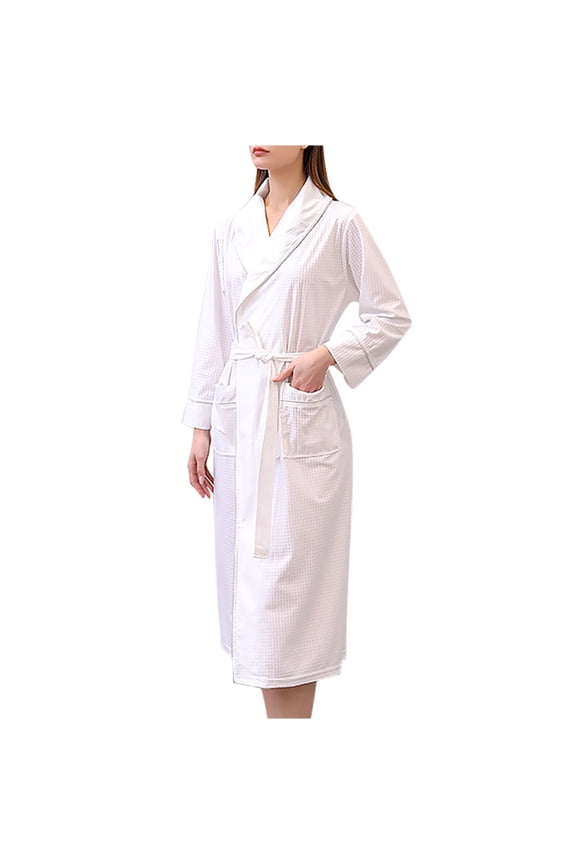 APEXFWDT Womens Waffle Robe S-5XL, Kimono Spa Bathrobe Soft Bath Robe for Women Plus Size Long Sleeve Lightweight Quick Dry Waffle Robes for Shower/Hot Tub