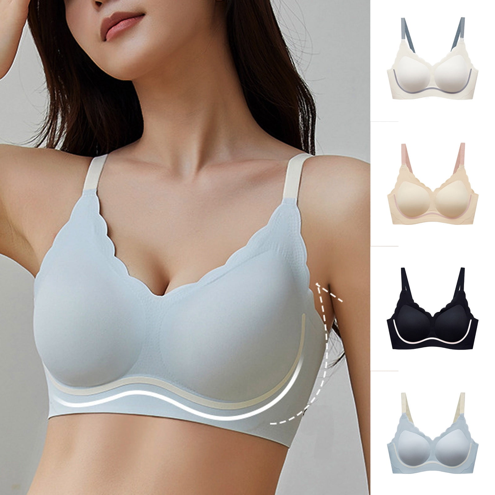 APEXFWDT Womens Wirefree Padded Bras Everyday Lounge Bra Sleeping Seamless Straps Bralettes Full