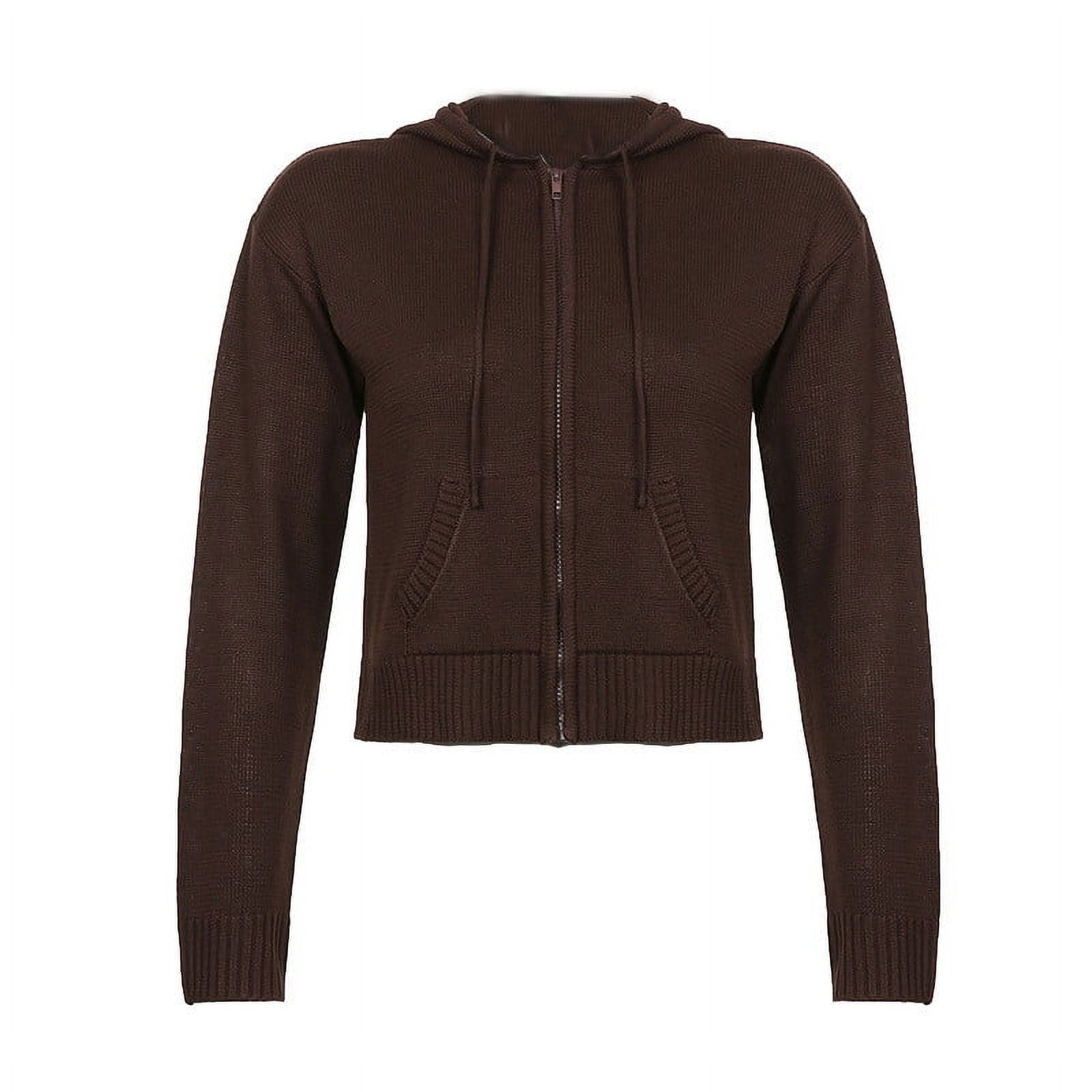 APEXFWDT Womens Zip Up Sweatshirts Cropped Sweater Hoodie Casual Long