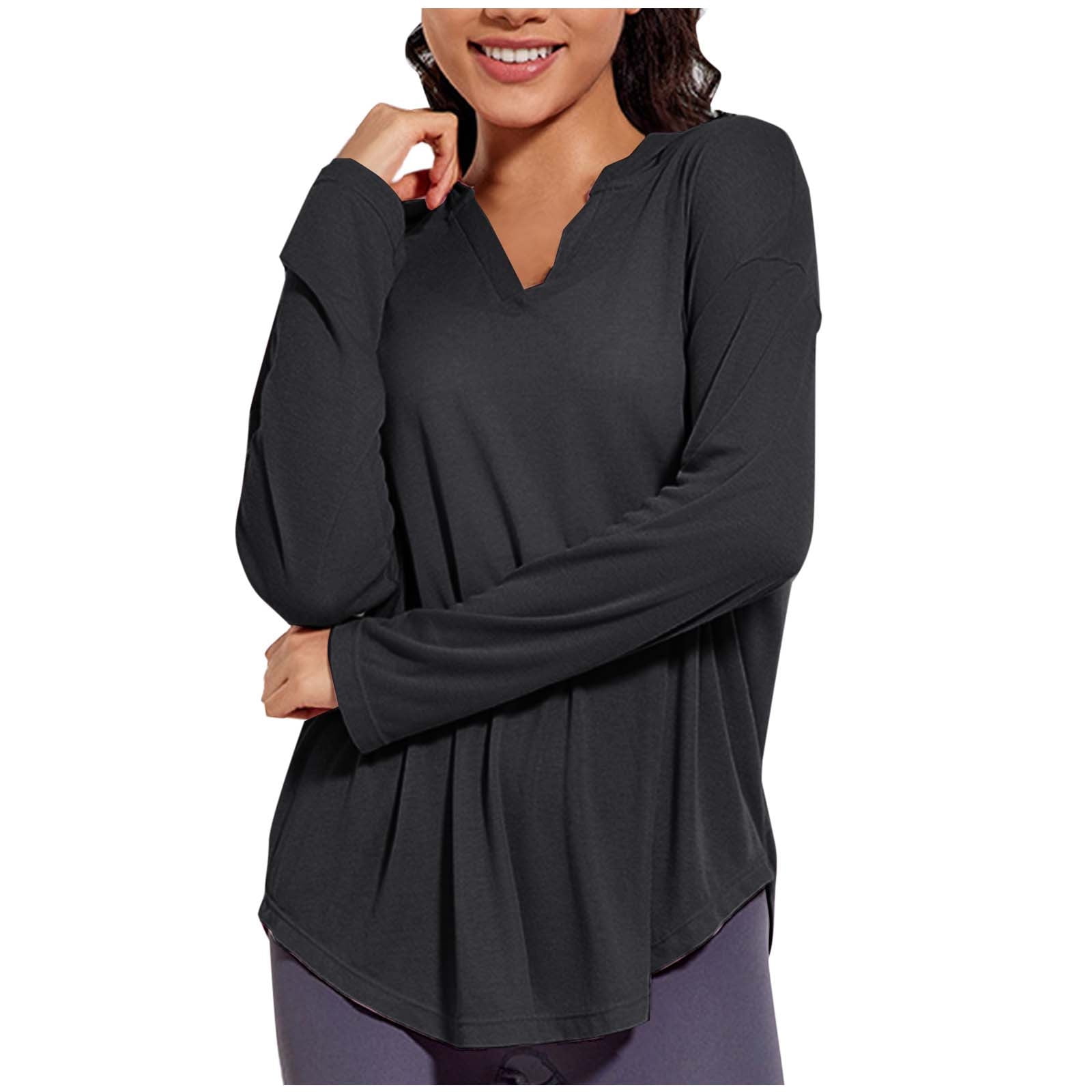 APEXFWDT Workout Long Sleeve Shirts for Women Athletic V Neck Yoga