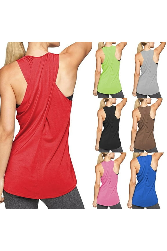 APEXFWDT Workout Tank Tops for Women Cool-Dry Sleeveless Cross Back Loose Fit Active Shirts Sports Running Gym Exercise Yoga Tank Tops S/M/L/XL/XXL