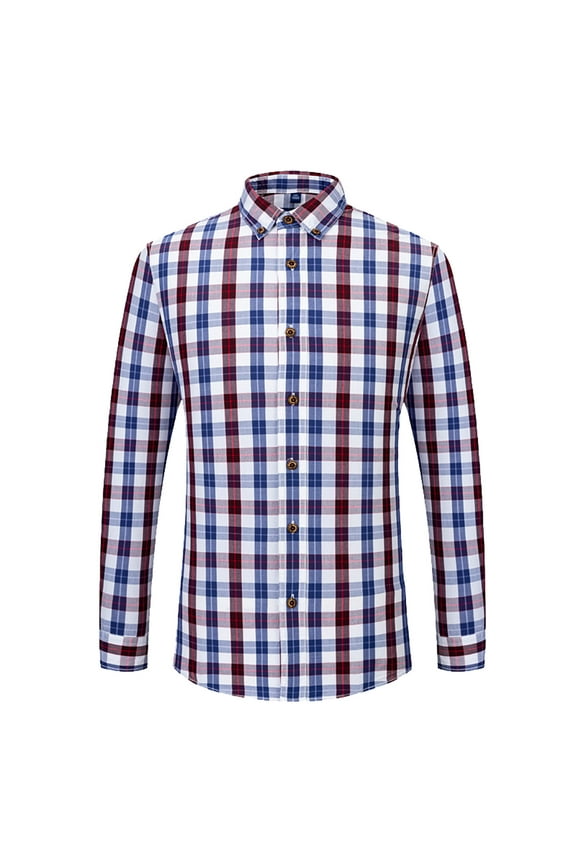 APEXFWDT Wrinkle Free Dress Shirt for Men Regular Fit Long Sleeve Plaid Dress Shirt Mens Casual Button-Down Business Work Shirt