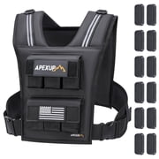 APEXUP 30 lb Adjustable Weighted Vest for Men & Women with Reflective Stripes, Black