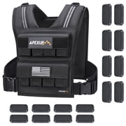 APEXUP 40 lb Adjustable Weighted Vest for Men & Women with Reflective Stripes, Black
