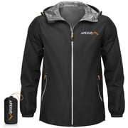 APEXUP Packable Rain Jacket, Waterproof Lightweight Hooded Raincoat with Reflective, 3X-Large