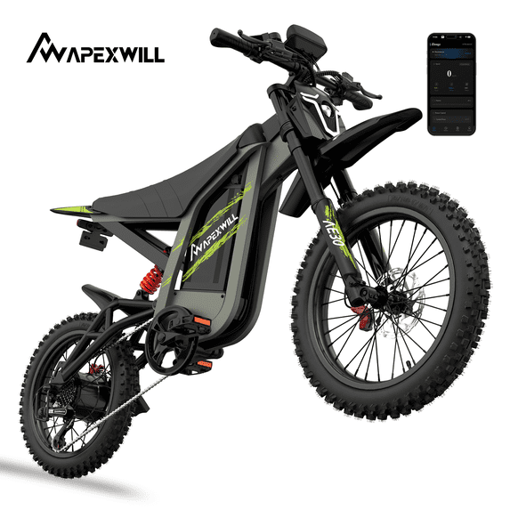 APEXWILL 4000W Peak Electric Dirt Bike for Teens Adults, 35 MPH Off-Road Electric Motorcycle with 48V 22.4Ah Battery, Dual Hydraulic Brakes & Suspension, 17"/14" Tires