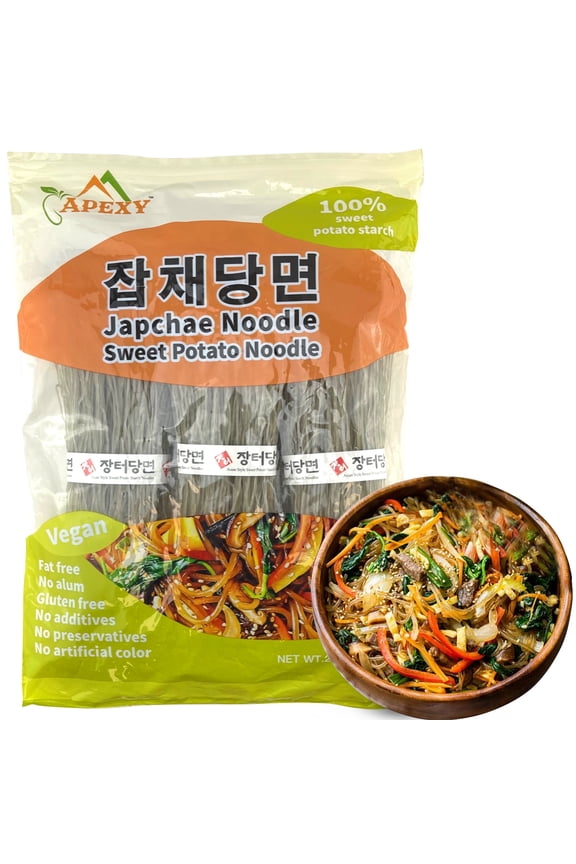 Sweet Potato Glass Noodles, Japchae Noodles, Korean Vermicelli Pasta, Fat-free and Gluten-free, 100% Sweet Potato Starch, No Additive, No Alum inside, 24oz (680g)