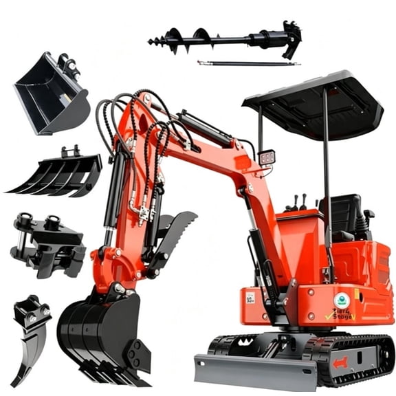 APEXYUN 1.2 Ton Mini Excavator, 13.5HP B&S Gasoline Engine, Hydraulic Thumb, Compatible with Multiple Attachments, for Farms, Yards & Forestry, EPA Certified (90% Pre-Assembled)