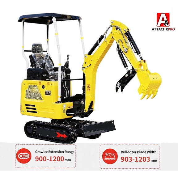 APEXYUN 1.8-Ton Mini Excavator, 14HP Kubota Diesel Engine, Pilot Control System, Crawler Telescopic Function And Side Swing Arm, Three-Way Ball Valve, Hydraulic Thumb Clamp