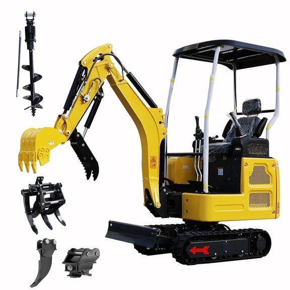 APEXYUN 1.8Ton Mini Excavator Kubota Diesel Engine Side Swing Quick Telescopic Tracks Pilot System EPA Liquid Cooling & 4 Attachments