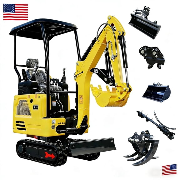 APEXYUN 1.8Ton Mini Excavator Kubota Diesel Engine with 5 Attachments Side Swing Telescopic Tracks Pilot Control EPA Liquid Cooling USA Pro Level