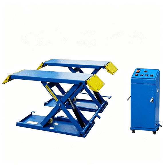APEXYUN ME-8XP 6614 lbs Mid-Rise Portable Scissor Car Lift, 220/380V Pneumatic Air Unlock Release Auto Lift Jack, Heavy-Duty Hydraulic Vehicle Lift for Sedans, SUVs, Vans & Light-Duty Trucks