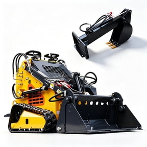 Apexyun Mini Skid Steer Loader 24 HP RATO R740 Gas Engine Electric Start 90% Pre-installed Tracked with Digging Bucket