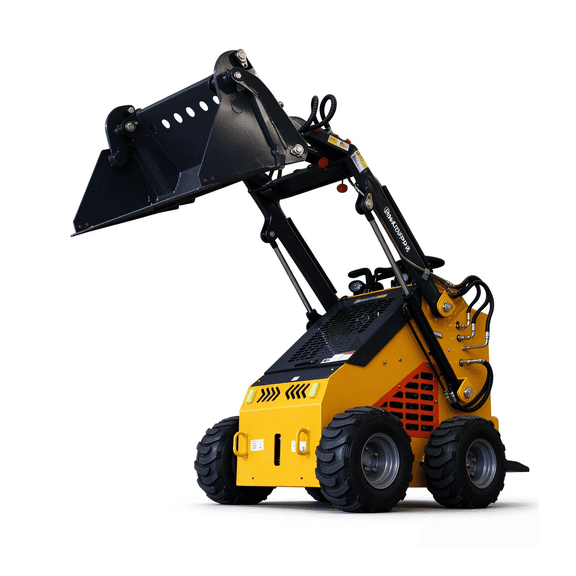 APEXYUN Mini Skid Steer Loader Stand-On Wheeled 24HP RATO Gasoline Engine 3-Pump 3-Valve Hydraulic System 4-in-1 Bucket Included