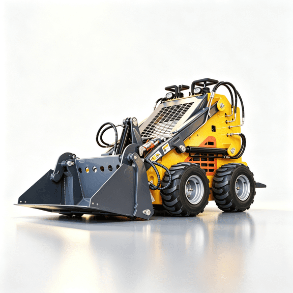 APEXYUN Mini Skid Steer Loader Stand-On Wheeled 24HP RATO Gasoline Engine 3-Pump 3-Valve Hydraulic System 4-in-1 Bucket Included