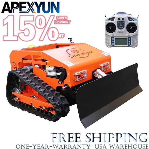 Apexyun Remote Control Robotic Lawn Mower Automatic Track Lawn Mower for 45° Slope, Adjustable Cutting Height, All Terrain Robotic Grass Cutter Yard Mower USA Stock
