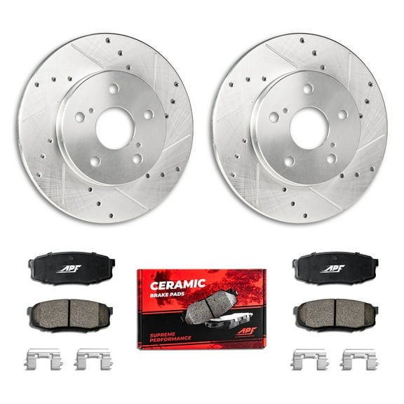 APF All Performance Friction - Rear Half Brake Kit for Hyundai Elantra GT 2018-2020 Zinc Drilled and Slotted Rotors with Ceramic Pads