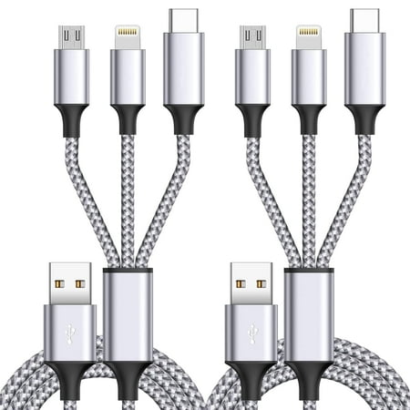 3 in 1 Multi Charging Cable with USB C, Micro USB 2Pack 4FT Braided iPhone Fast Charging Cord Compatible with iPhone/iPad/Samsung/Android price history and forecast - APFEN APF-Q0010