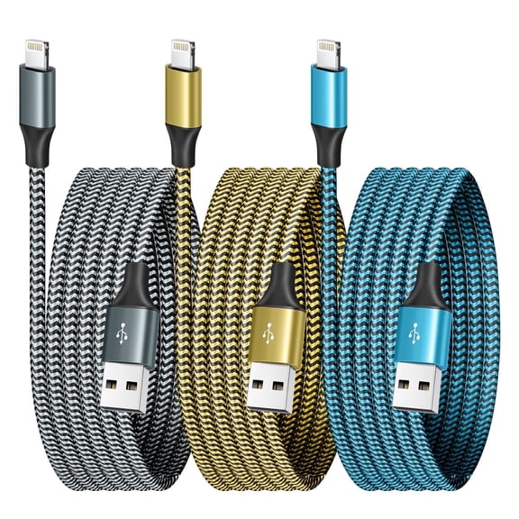 iPhone Cord 3Pack 6FT Nylon Braided Data transfer Fast Charging Cable Data Transfer Compatible with Apple 14 13 12