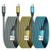APFEN iphone Charger [Apple Mfi Certified] 3Pack 10ft Fast Charging Nylon Braided Lightning Cable Compatible with iPhone Cord