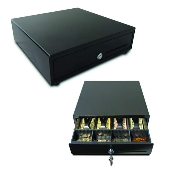 APG VB320-BL1313-B27 Vasario Series Standard-Duty Printer Cash Drawer with MultiPRO 320 Interface, 24V, 13.1" x 13.1" x 3.93", Black