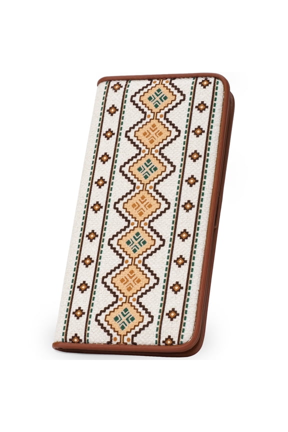 [Mother’s Day Gift Present] APHISON Aztec Ultra Slim Canvas Wallet for Women, RFID Blocking CardHolder, Bifold Long Wallet - 009