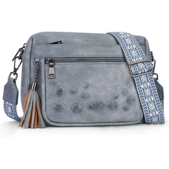 APHISON Crossbody Purse for Women, Rose Embossed Crossbody Phone Handbags with Adjustable Guitar Strap Hollow Everyday Crossbody Holiday Present Outfit Upgrade