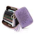thumbnail image 1 of [Mother’s Day Gift Present] APHISON RFID Credit Card Holder Zipper Card Case Small Wallets for Women Leather Sunflower style - Purple, 1 of 5