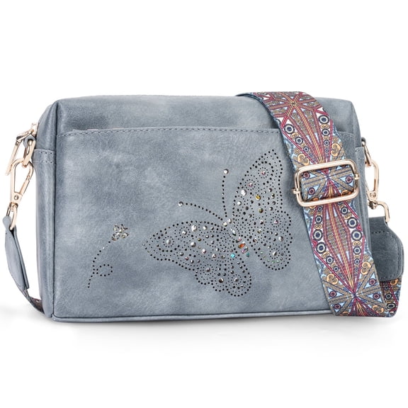 APHISON Small Crossbody Bag for Women,Butterfly Cell Phone Purse Womens Shoulder Handbags Wallet Purse with Credit Card Slots Adjustable Guitar Strap