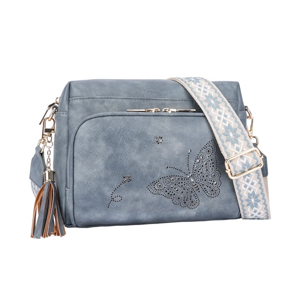 APHISON Small Crossbody Bag for Women,Butterfly Cell Phone Purse Womens Shoulder Handbags Wallet Purse with Credit Card Slots Adjustable Guitar Strap