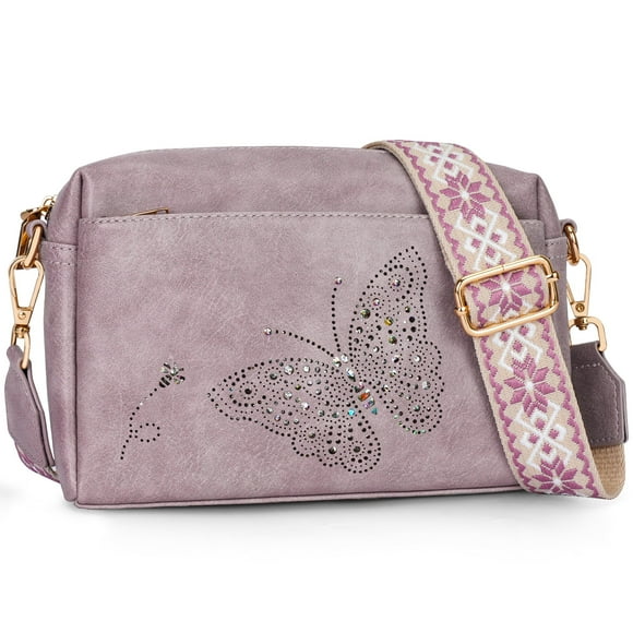 APHISON Small Crossbody Bag for Women,Butterfly Cell Phone Purse Womens Shoulder Handbags Wallet Purse with Credit Card Slots Adjustable Guitar Strap