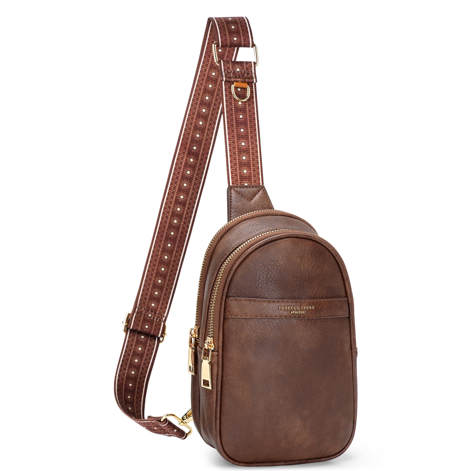 Small Sling Bag For Women Vegan Leather Crossbody Chest Bags Trendy, 1-2brown