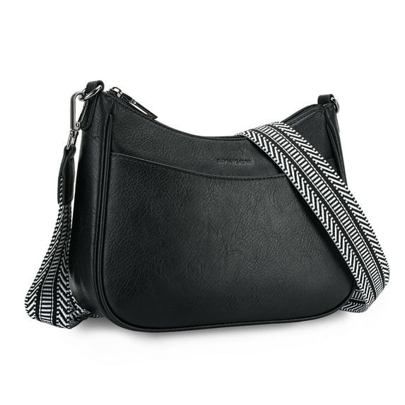 APHISON Trendy Women's Crossbody Bag, Vegan Leather Purse with Adjustable Strap and Shoulder Handbag - Black