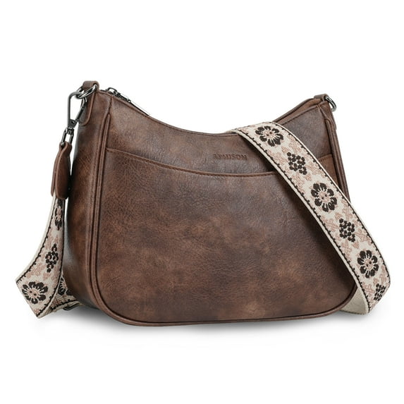APHISON Trendy Women's Crossbody Bag, Vegan Leather Purse with Adjustable Strap and Shoulder Handbag - Coffee