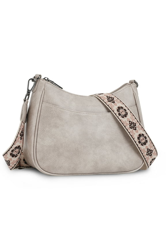 Trendy Women's Crossbody Bag, Vegan Leather Purse with Adjustable Strap and Shoulder Handbag - Gray