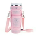thumbnail image 1 of APHISON Water Bottle Carrier, Bling Rhinestone, Adjustable Shoulder Strap, Neoprene Sleeve with 2 Pockets for Hiking and Travel - Pink With Pouch, 1 of 5