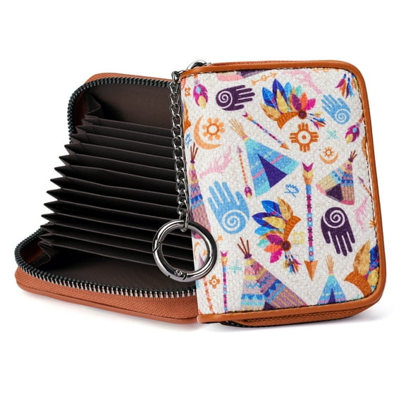 APHISON Western Style RFID Credit Card Holder, Zipper Card Case for Ladies, Small Keychain Wallets for Women - 010