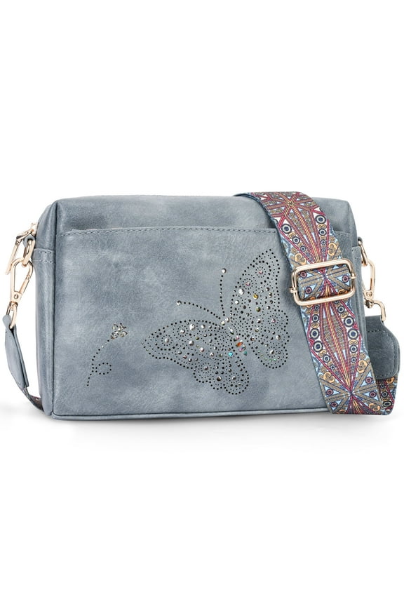 Women's Vegan Leather Shoulder Bag, Butterfly Stylish Crossbody Purse with Phone Pocket, Zipper Closure and Card Slots Ideal for Work, Shopping, Weekend Brunch, Carry Daily Fashion